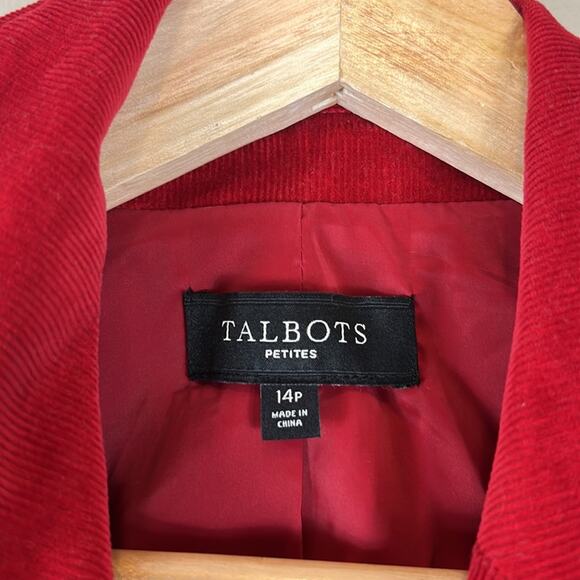 Talbots Corduroy Blazer Womens 14P Red Gold Stretch Cotton Old Money Equestrian - Picture 5 of 5